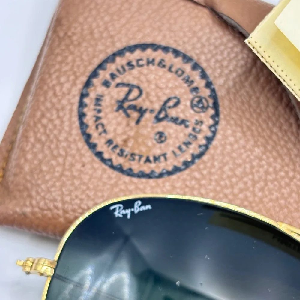 Vintage 80s Ray-Ban Sunglasses 58-14 Gold G-15‎ Glass Metal B&L